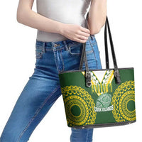 Avaiki Cook Islands Rugby Leather Tote Bag Kuki Airani Tatau Green - Polynesian Pride