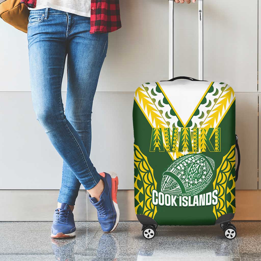 Avaiki Cook Islands Rugby Luggage Cover Kuki Airani Tatau Green LT14 - Polynesian Pride