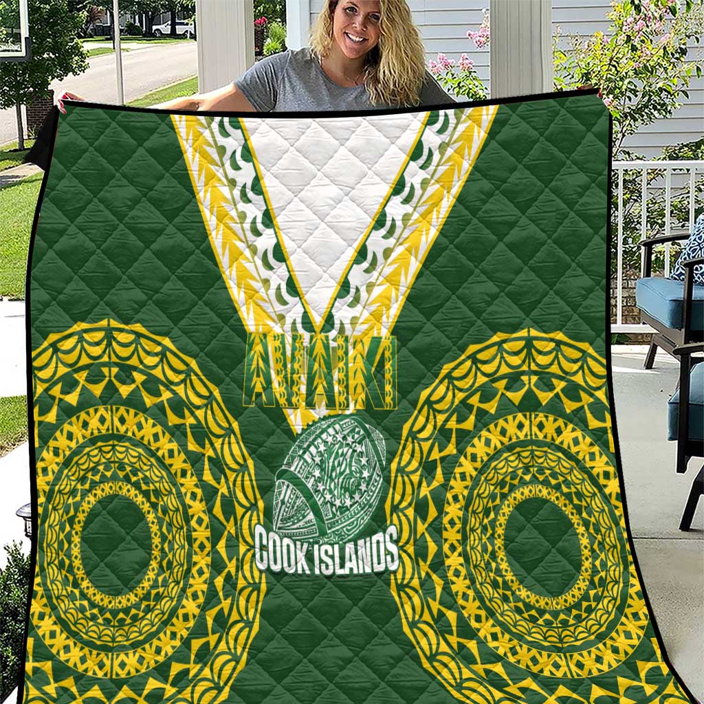 Avaiki Cook Islands Rugby Quilt Kuki Airani Tatau Green LT14 Green - Polynesian Pride