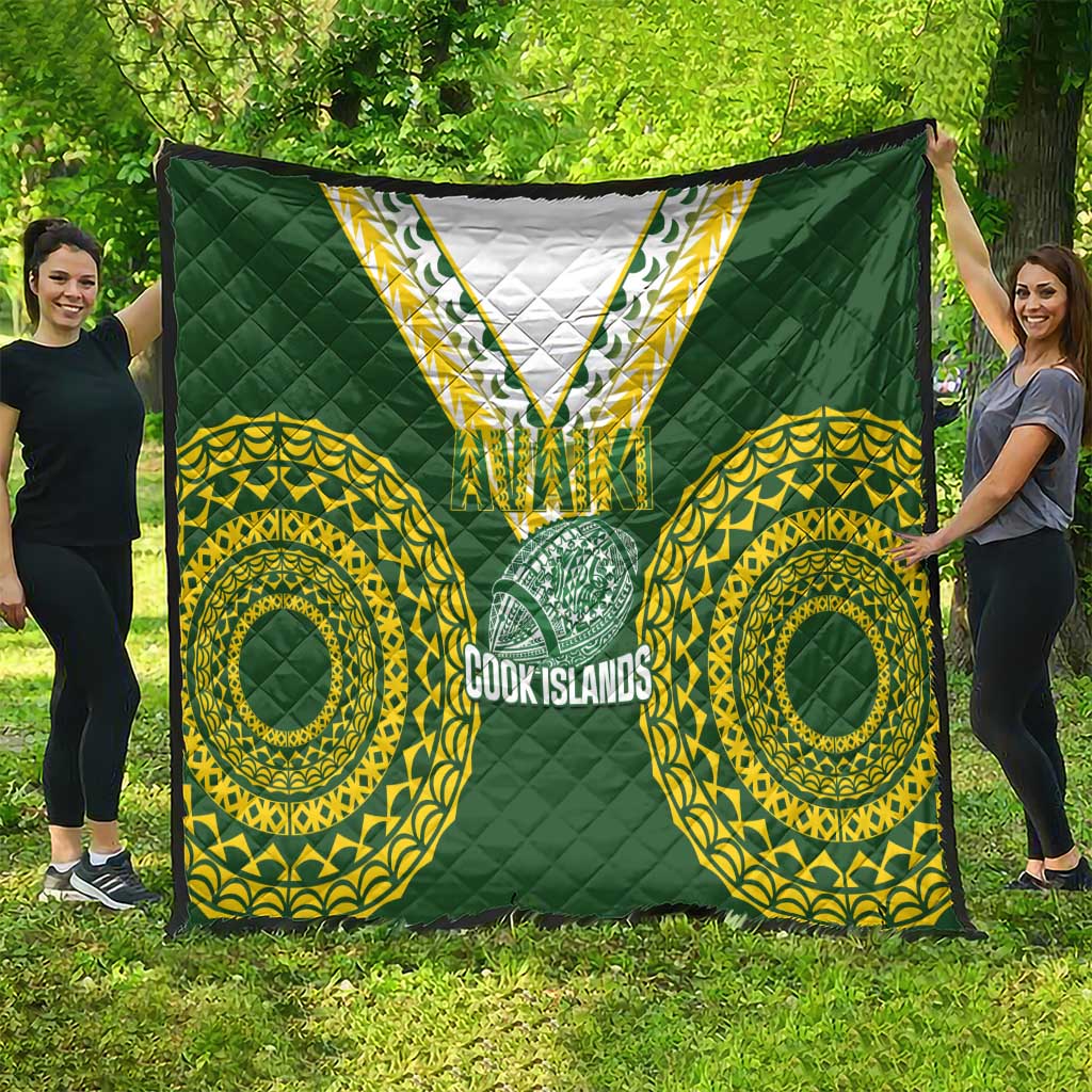 Avaiki Cook Islands Rugby Quilt Kuki Airani Tatau Green LT14 - Polynesian Pride