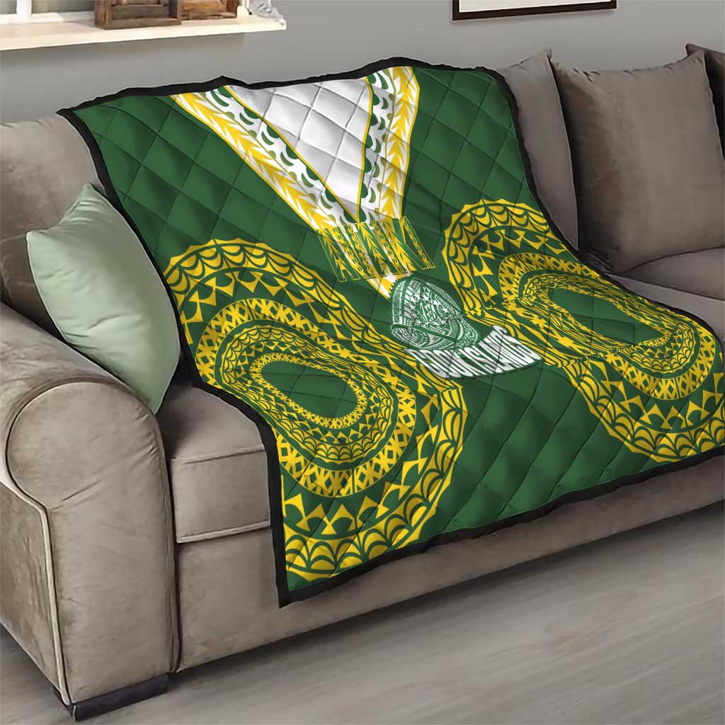 Avaiki Cook Islands Rugby Quilt Kuki Airani Tatau Green LT14 - Polynesian Pride