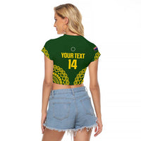 Custom Avaiki Cook Islands Rugby Raglan Cropped T Shirt Kuki Airani Tatau Green LT14 - Polynesian Pride