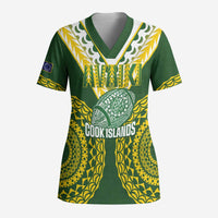 Custom Avaiki Cook Islands Rugby Scrub Top Kuki Airani Tatau Green LT14 Adult Green - Polynesian Pride