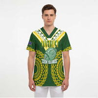 Custom Avaiki Cook Islands Rugby Scrub Top Kuki Airani Tatau Green LT14 - Polynesian Pride