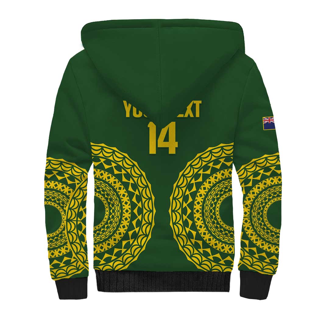 Custom Avaiki Cook Islands Rugby Sherpa Hoodie Kuki Airani Tatau Green - Polynesian Pride
