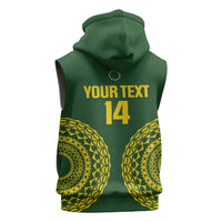 Custom Avaiki Cook Islands Rugby Sleeveless Zip Hoodie Kuki Airani Tatau Green LT14 - Polynesian Pride