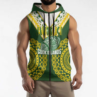 Custom Avaiki Cook Islands Rugby Sleeveless Zip Hoodie Kuki Airani Tatau Green LT14 - Polynesian Pride