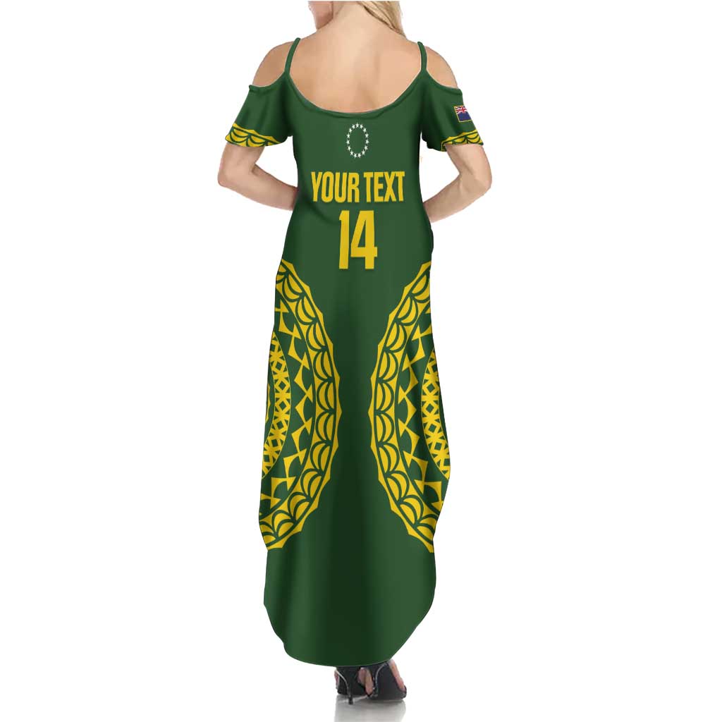 Custom Avaiki Cook Islands Rugby Summer Maxi Dress Kuki Airani Tatau Green LT14 - Polynesian Pride