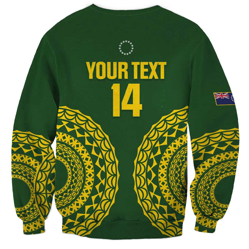 Custom Avaiki Cook Islands Rugby Sweatshirt Kuki Airani Tatau Green - Polynesian Pride