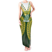 Custom Avaiki Cook Islands Rugby Tank Maxi Dress Kuki Airani Tatau Green LT14 Women Green - Polynesian Pride