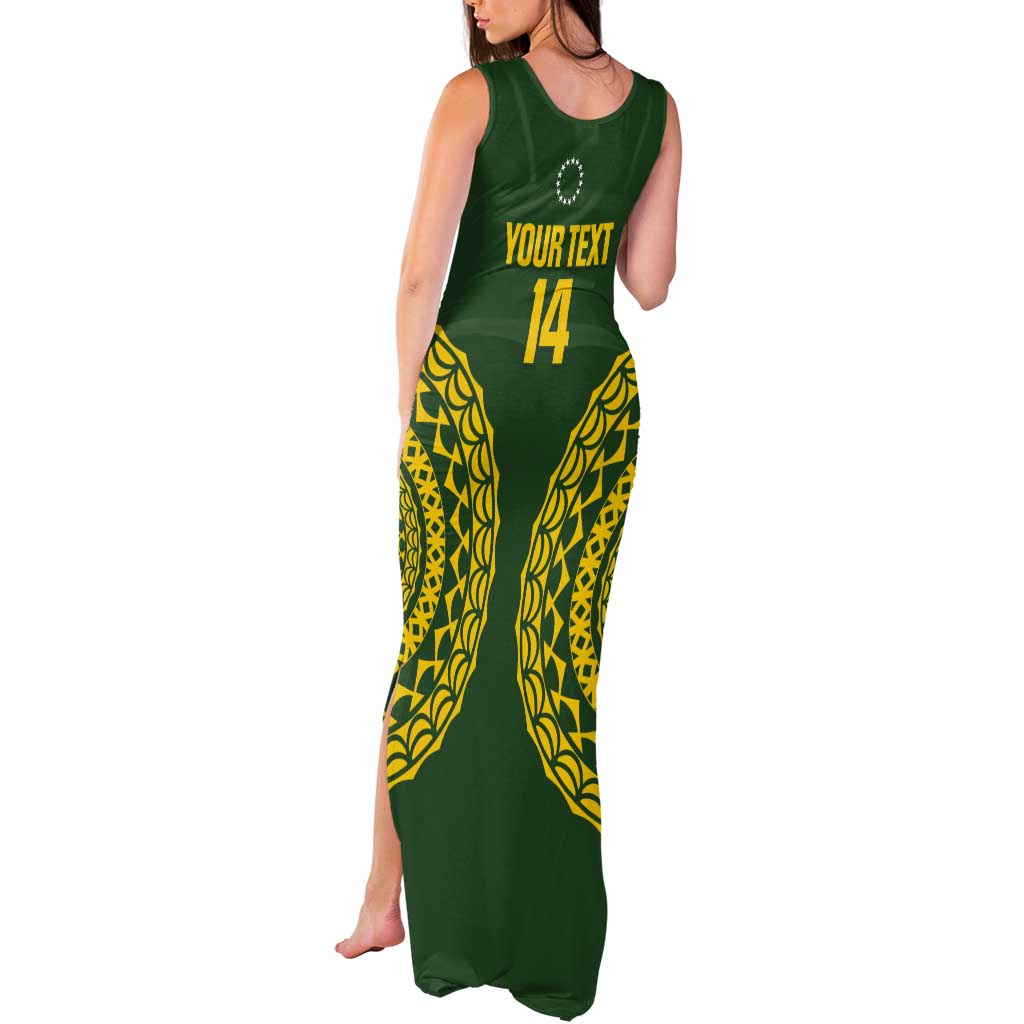 Custom Avaiki Cook Islands Rugby Tank Maxi Dress Kuki Airani Tatau Green LT14 - Polynesian Pride
