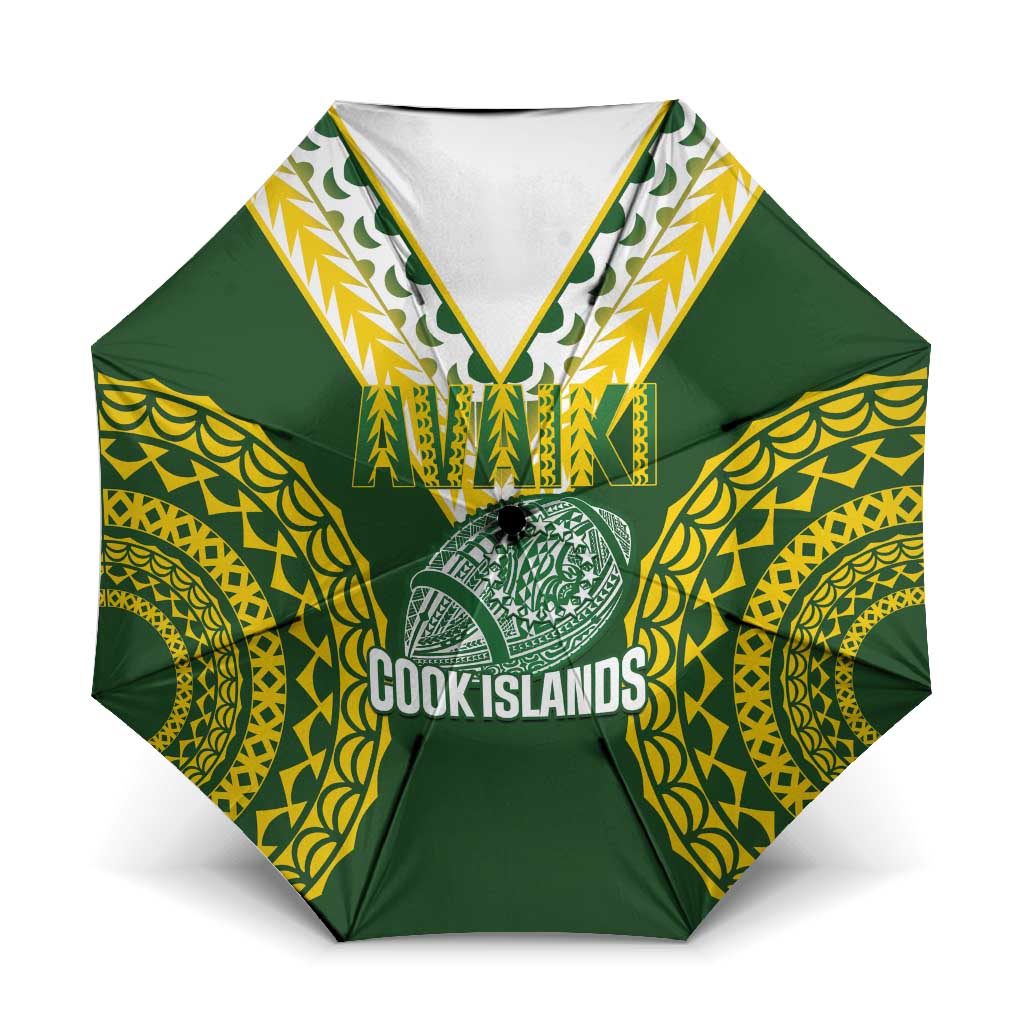 Avaiki Cook Islands Rugby Umbrella Kuki Airani Tatau Green LT14 One Size Folded 11.42 inch Opened Diameter 37.4 inch Green - Polynesian Pride