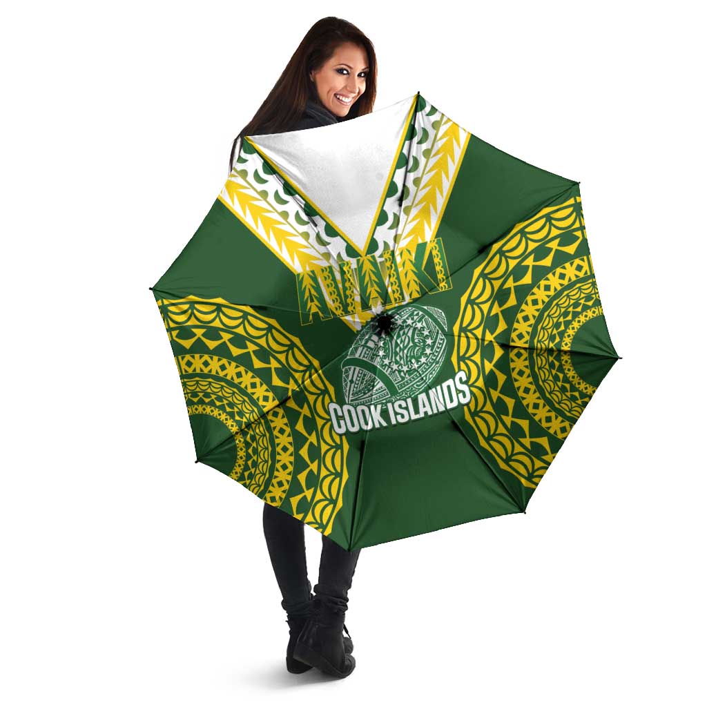 Avaiki Cook Islands Rugby Umbrella Kuki Airani Tatau Green LT14 - Polynesian Pride