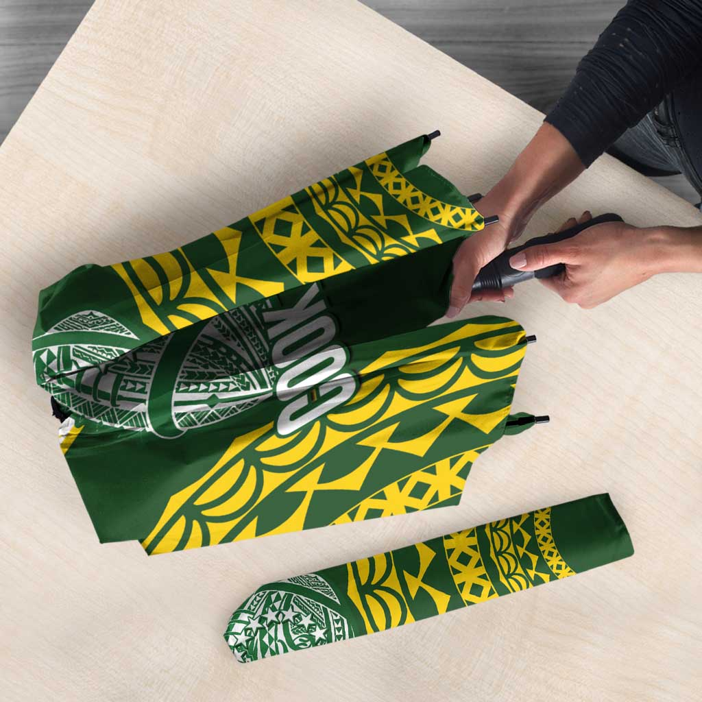 Avaiki Cook Islands Rugby Umbrella Kuki Airani Tatau Green LT14 - Polynesian Pride