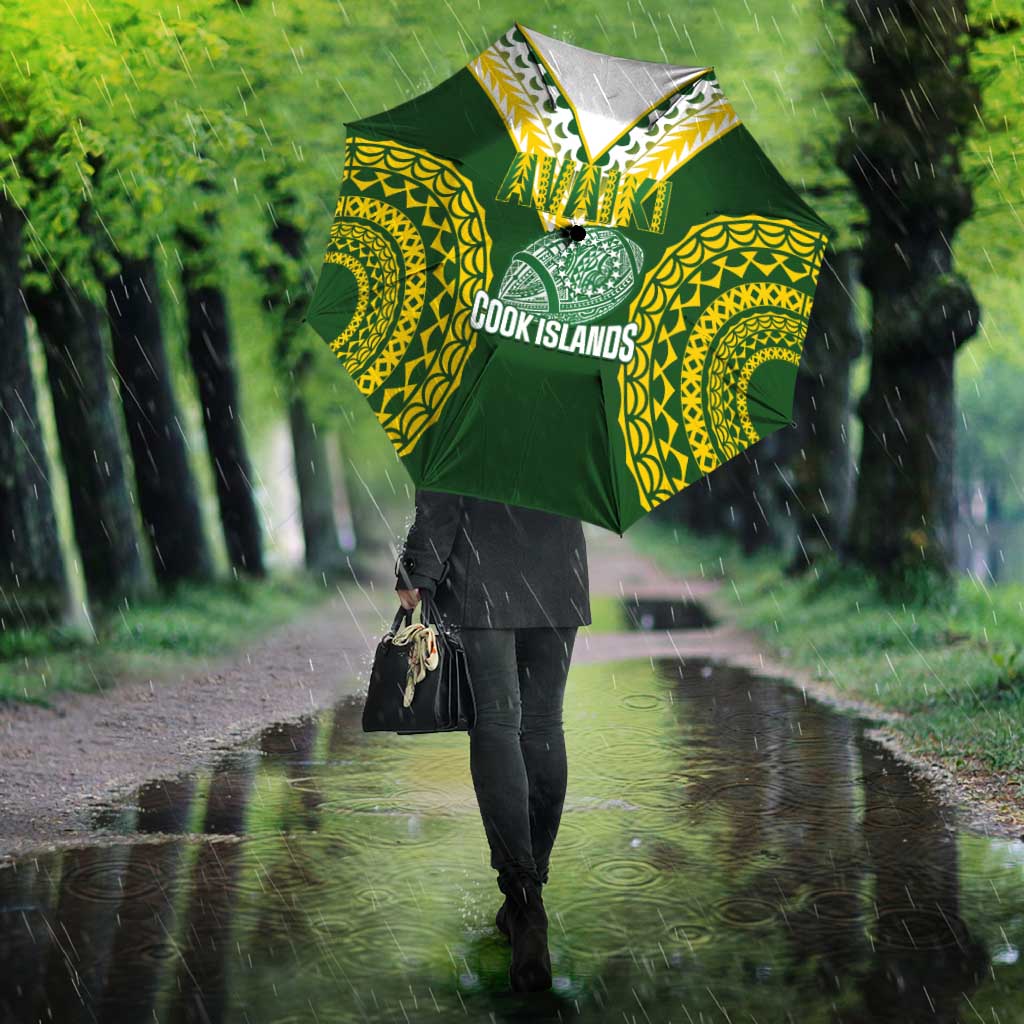 Avaiki Cook Islands Rugby Umbrella Kuki Airani Tatau Green LT14 - Polynesian Pride