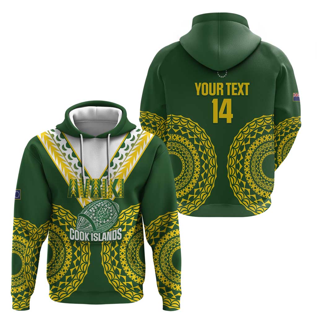Custom Avaiki Cook Islands Rugby Zip Hoodie Kuki Airani Tatau Green LT14 - Polynesian Pride