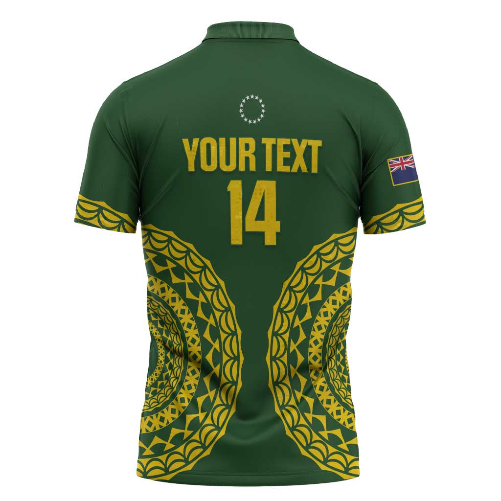 Custom Avaiki Cook Islands Rugby Zipper Polo Shirt Kuki Airani Tatau Green LT14 - Polynesian Pride