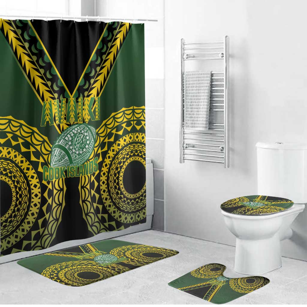 Avaiki Cook Islands Rugby Bathroom Set Kuki Airani Tatau Black - Polynesian Pride