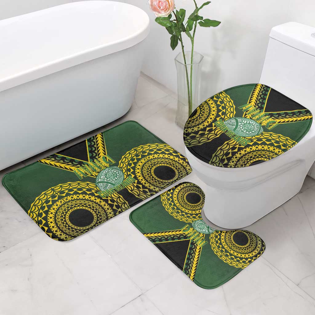 Avaiki Cook Islands Rugby Bathroom Set Kuki Airani Tatau Black - Polynesian Pride
