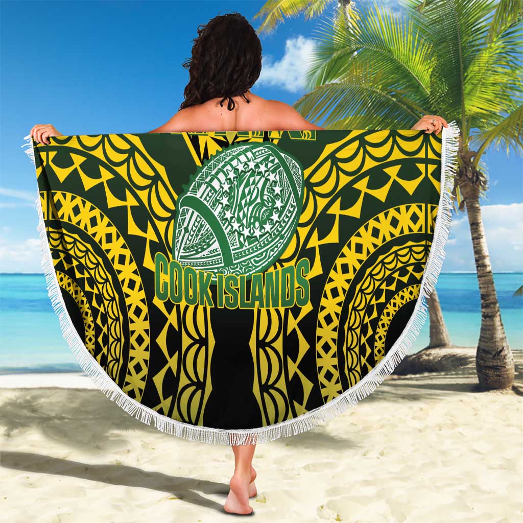 Avaiki Cook Islands Rugby Beach Blanket Kuki Airani Tatau Black - Polynesian Pride