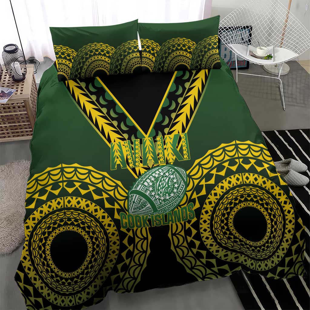 Avaiki Cook Islands Rugby Bedding Set Kuki Airani Tatau Black LT14 - Polynesian Pride