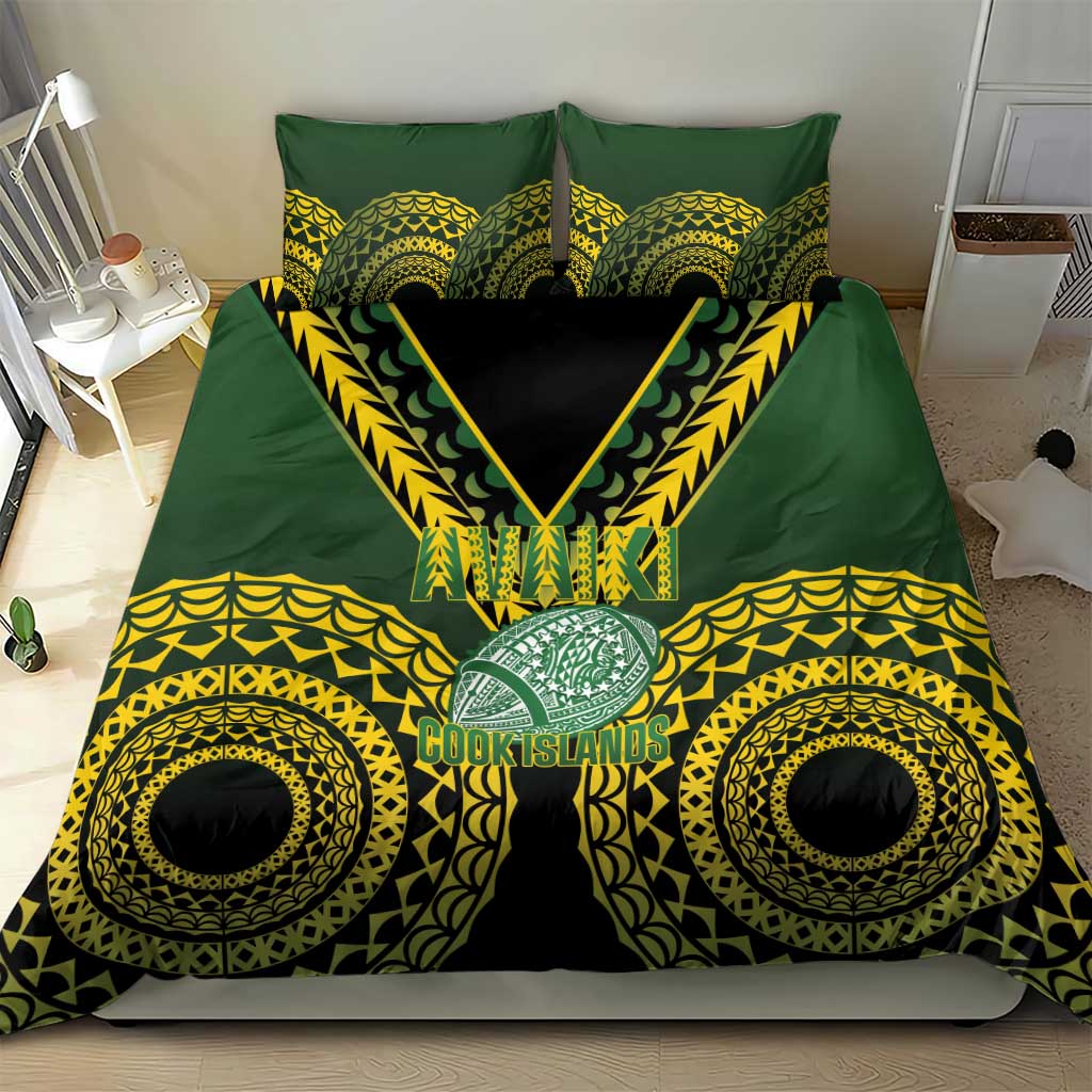Avaiki Cook Islands Rugby Bedding Set Kuki Airani Tatau Black LT14 - Polynesian Pride
