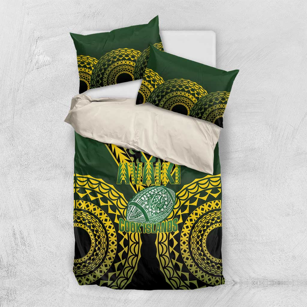 Avaiki Cook Islands Rugby Bedding Set Kuki Airani Tatau Black LT14 US Twin 172cm x 218cm Black - Polynesian Pride