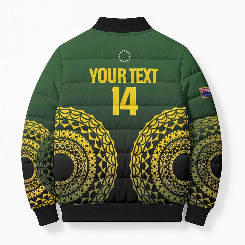 Custom Avaiki Cook Islands Rugby Bomber Puffer Jacket Kuki Airani Tatau Black - Polynesian Pride