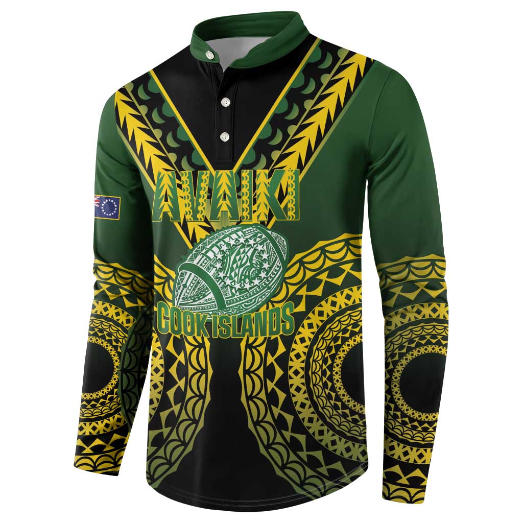 Custom Avaiki Cook Islands Rugby Button Sweatshirt Kuki Airani Tatau Black - Polynesian Pride