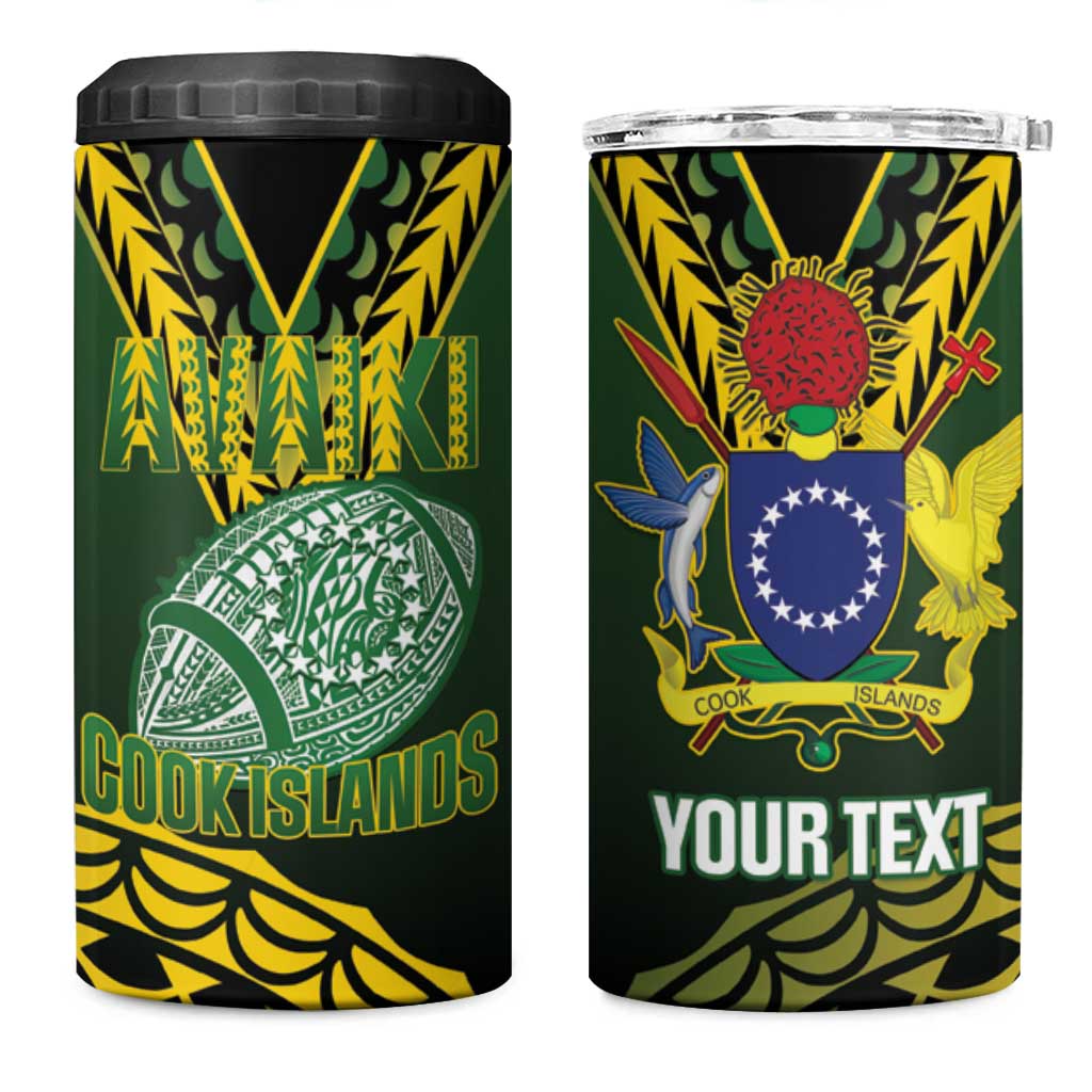 Custom Avaiki Cook Islands Rugby 4 in 1 Can Cooler Tumbler Kuki Airani Tatau Black LT14 One Size: 16 oz Black - Polynesian Pride