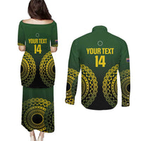 Custom Avaiki Cook Islands Rugby Couples Matching Puletasi and Long Sleeve Button Shirt Kuki Airani Tatau Black LT14 - Polynesian Pride