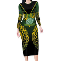 Custom Avaiki Cook Islands Rugby Family Matching Long Sleeve Bodycon Dress and Hawaiian Shirt Kuki Airani Tatau Black - Polynesian Pride
