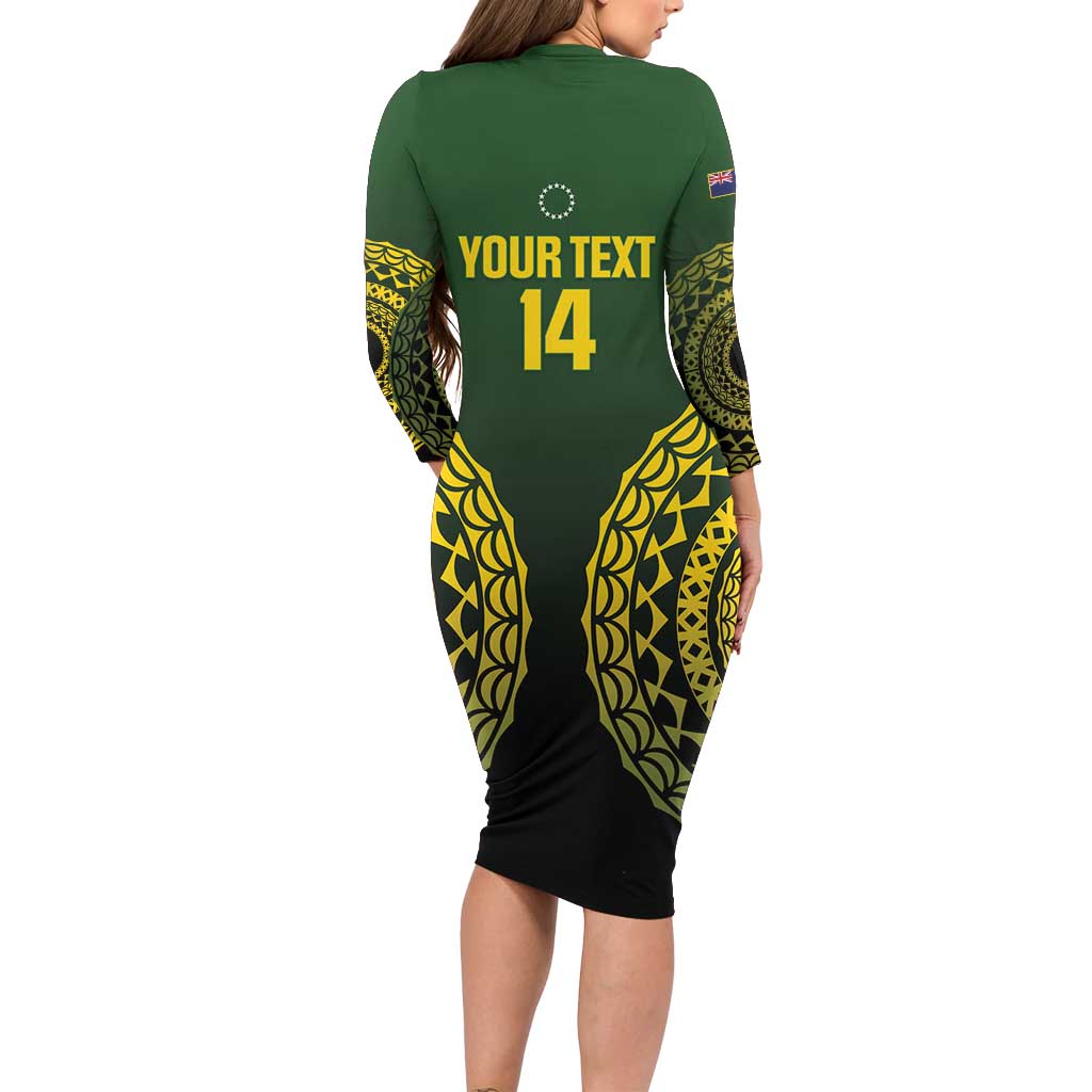 Custom Avaiki Cook Islands Rugby Family Matching Long Sleeve Bodycon Dress and Hawaiian Shirt Kuki Airani Tatau Black - Polynesian Pride