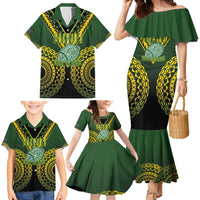 Custom Avaiki Cook Islands Rugby Family Matching Mermaid Dress and Hawaiian Shirt Kuki Airani Tatau Black - Polynesian Pride