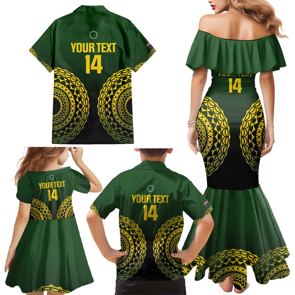 Custom Avaiki Cook Islands Rugby Family Matching Mermaid Dress and Hawaiian Shirt Kuki Airani Tatau Black - Polynesian Pride
