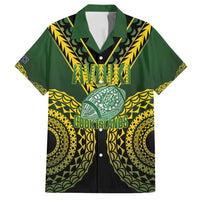 Custom Avaiki Cook Islands Rugby Family Matching Off Shoulder Maxi Dress and Hawaiian Shirt Kuki Airani Tatau Black - Polynesian Pride