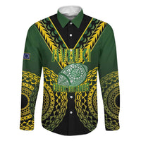 Custom Avaiki Cook Islands Rugby Family Matching Puletasi and Hawaiian Shirt Kuki Airani Tatau Black LT14 Dad's Shirt - Long Sleeve Black - Polynesian Pride