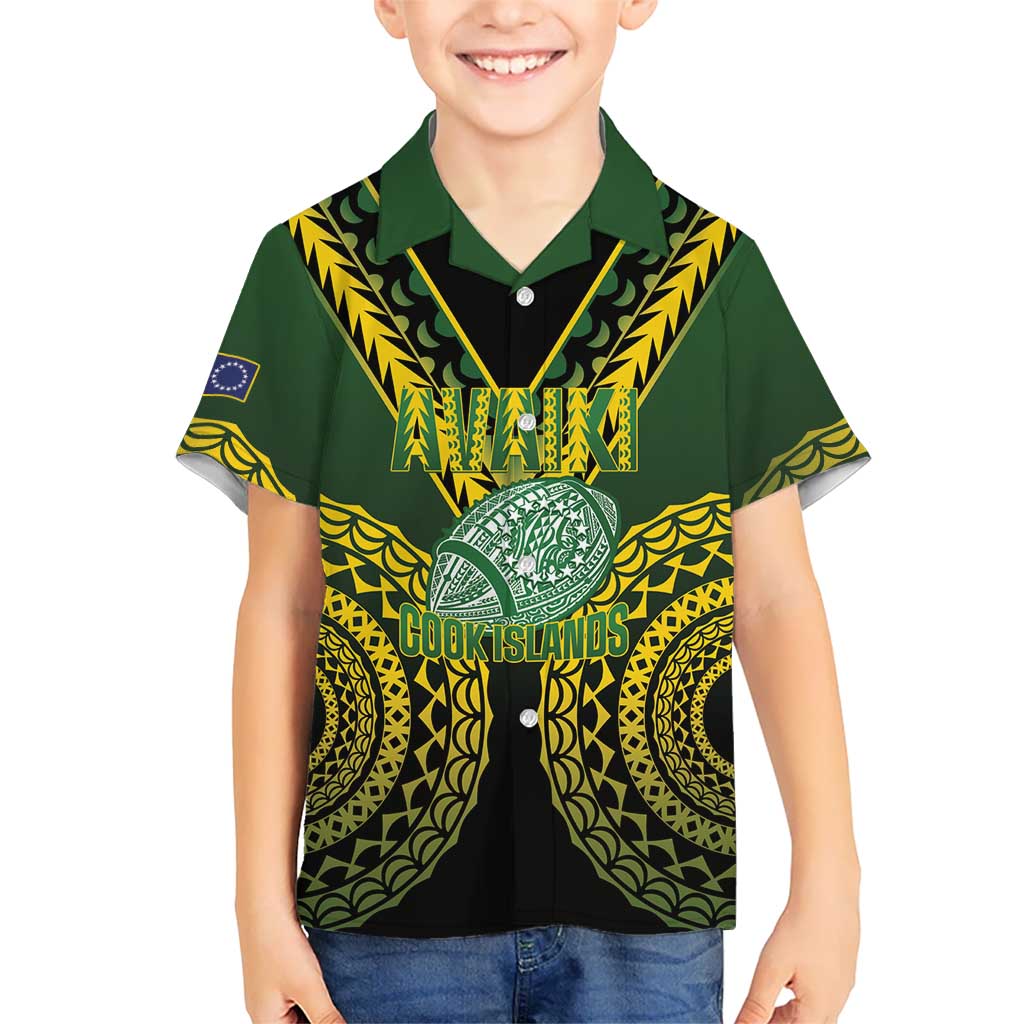 Custom Avaiki Cook Islands Rugby Family Matching Puletasi and Hawaiian Shirt Kuki Airani Tatau Black LT14 Son's Shirt Black - Polynesian Pride