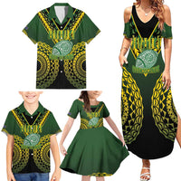 Custom Avaiki Cook Islands Rugby Family Matching Summer Maxi Dress and Hawaiian Shirt Kuki Airani Tatau Black - Polynesian Pride