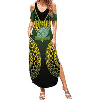 Custom Avaiki Cook Islands Rugby Family Matching Summer Maxi Dress and Hawaiian Shirt Kuki Airani Tatau Black - Polynesian Pride