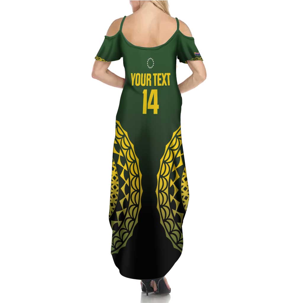 Custom Avaiki Cook Islands Rugby Family Matching Summer Maxi Dress and Hawaiian Shirt Kuki Airani Tatau Black - Polynesian Pride