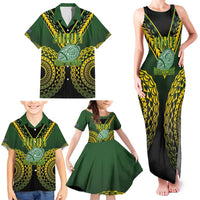 Custom Avaiki Cook Islands Rugby Family Matching Tank Maxi Dress and Hawaiian Shirt Kuki Airani Tatau Black - Polynesian Pride