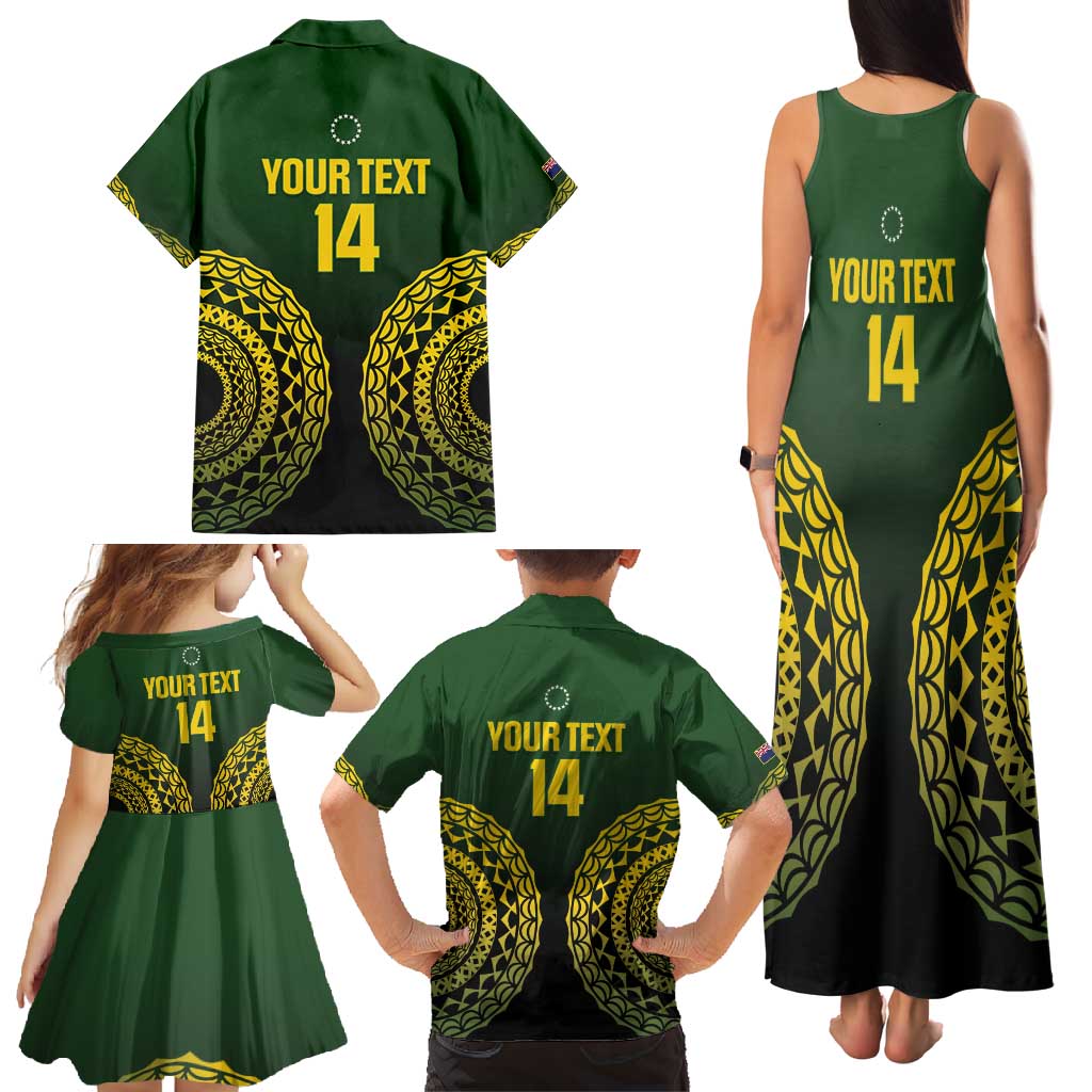 Custom Avaiki Cook Islands Rugby Family Matching Tank Maxi Dress and Hawaiian Shirt Kuki Airani Tatau Black - Polynesian Pride