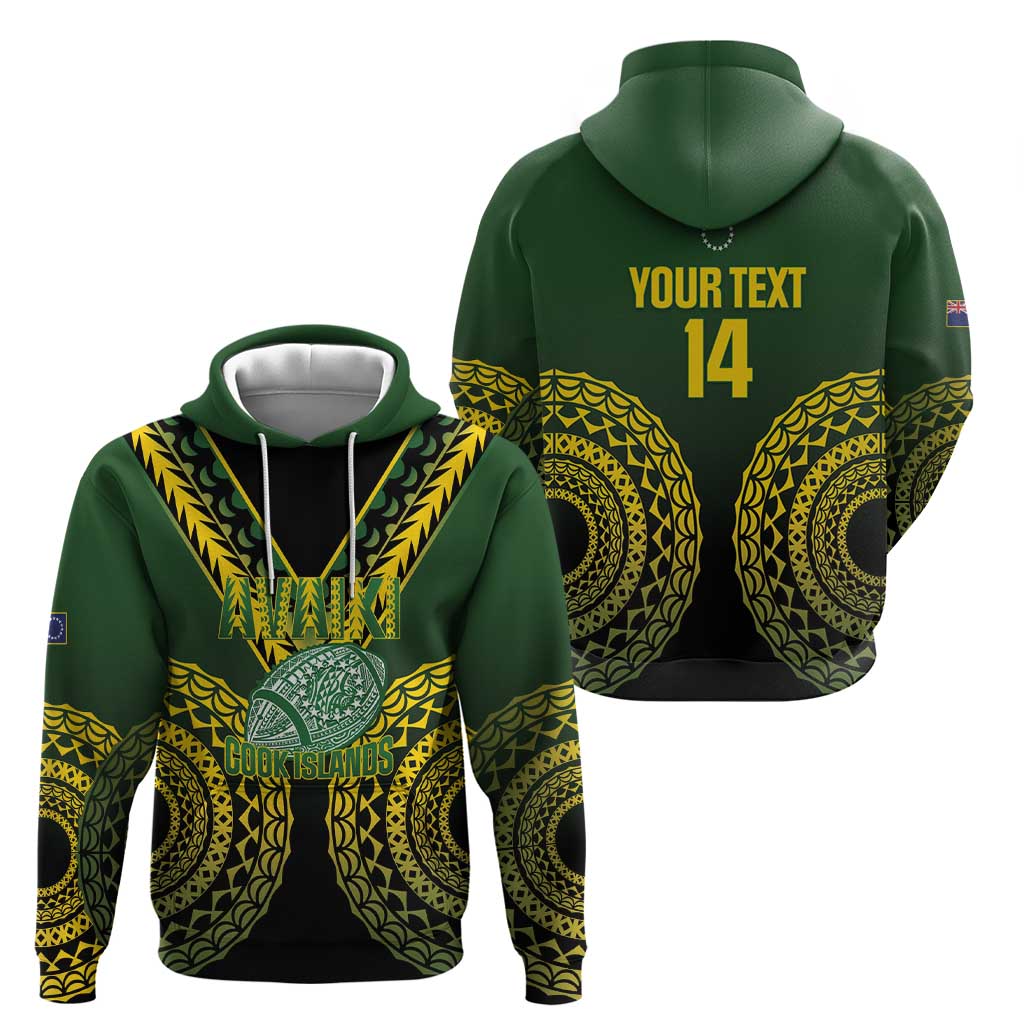 Custom Avaiki Cook Islands Rugby Hoodie Kuki Airani Tatau Black - Polynesian Pride