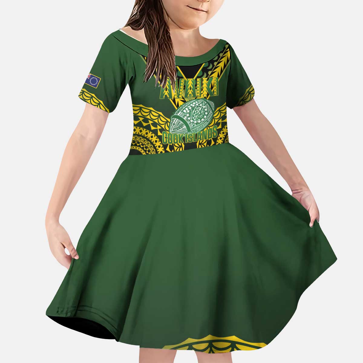 Custom Avaiki Cook Islands Rugby Kid Short Sleeve Dress Kuki Airani Tatau Black LT14 KID Black - Polynesian Pride
