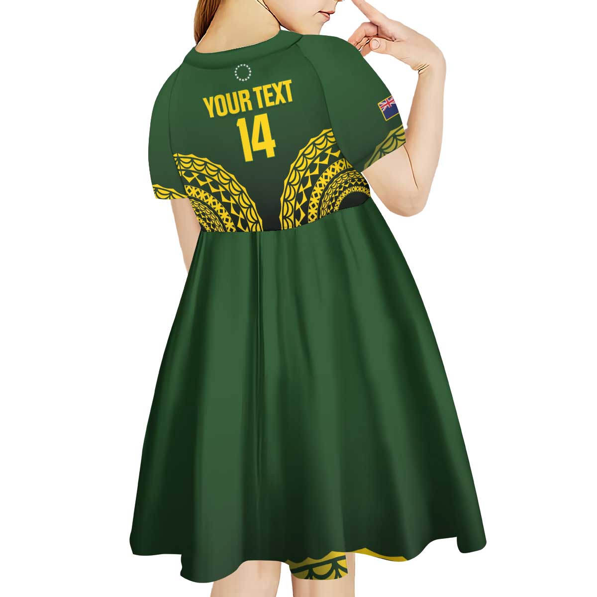 Custom Avaiki Cook Islands Rugby Kid Short Sleeve Dress Kuki Airani Tatau Black LT14 - Polynesian Pride