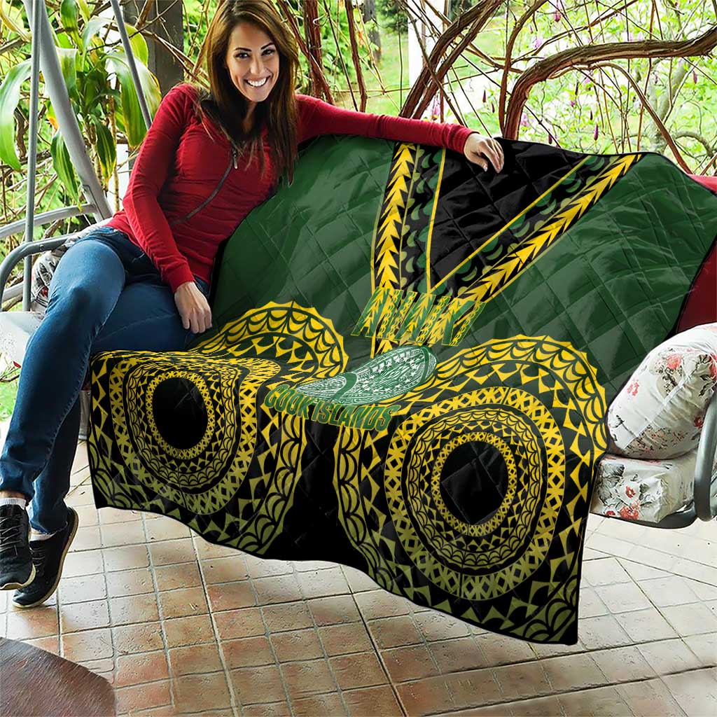 Avaiki Cook Islands Rugby Quilt Kuki Airani Tatau Black - Polynesian Pride