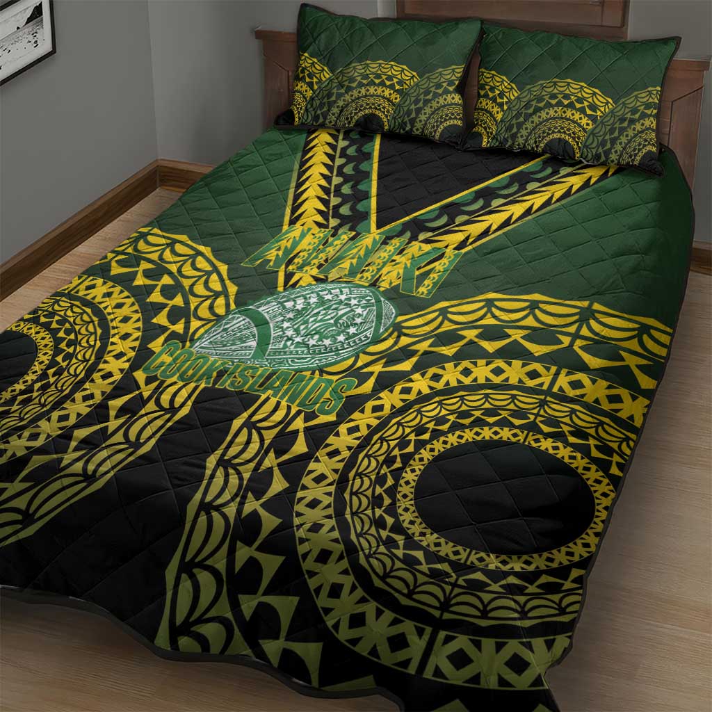 Avaiki Cook Islands Rugby Quilt Bed Set Kuki Airani Tatau Black LT14 - Polynesian Pride