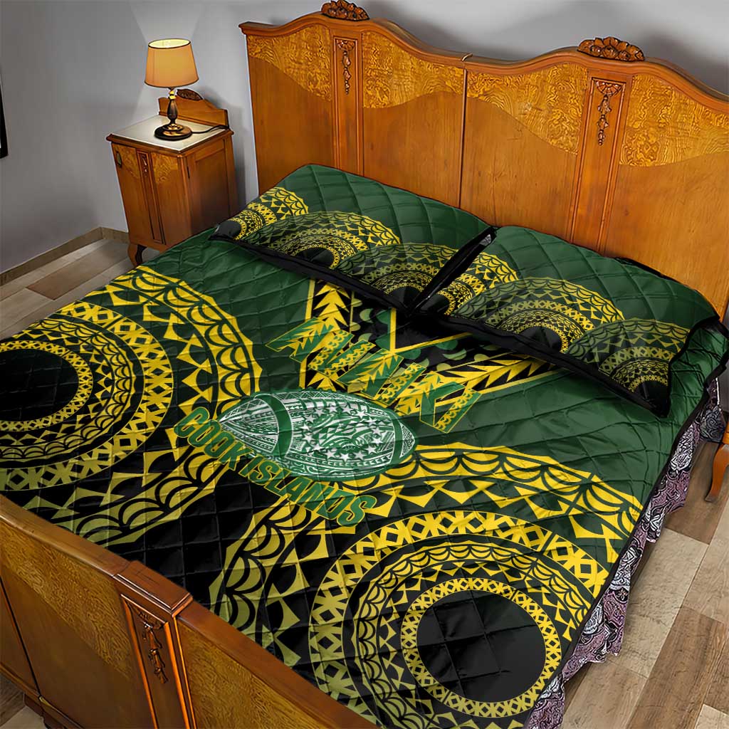 Avaiki Cook Islands Rugby Quilt Bed Set Kuki Airani Tatau Black LT14 - Polynesian Pride