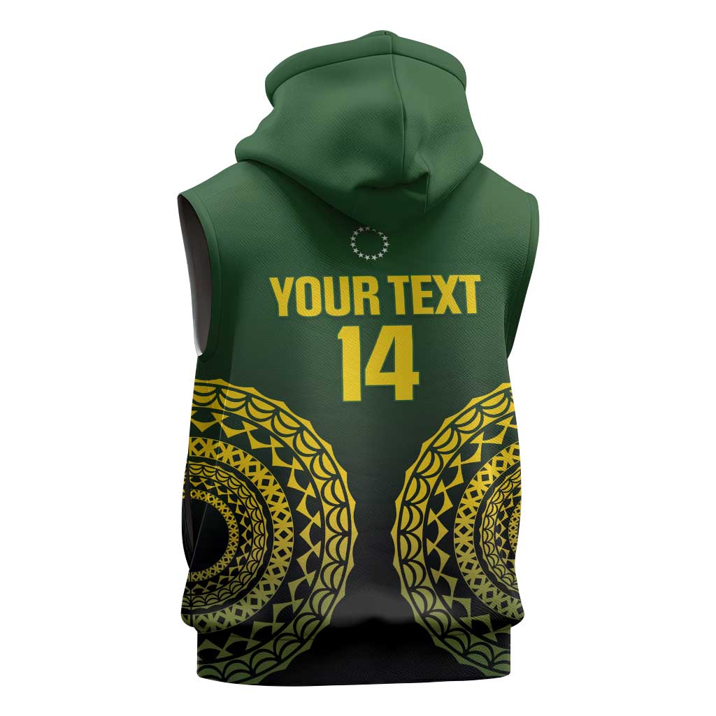 Custom Avaiki Cook Islands Rugby Sleeveless Hoodie Kuki Airani Tatau Black LT14 - Polynesian Pride